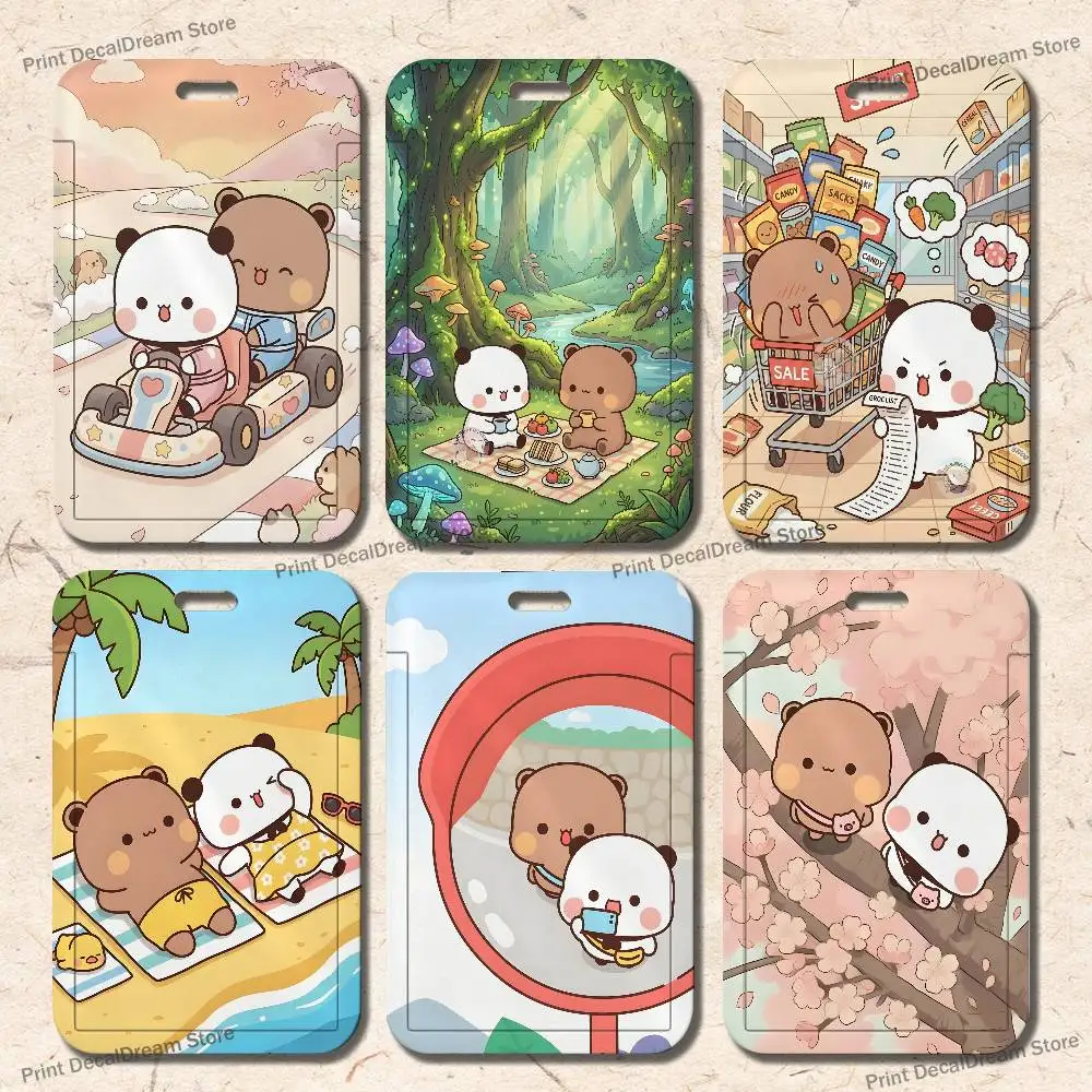 Cute Bubu Dudu Love Art Card Holder Lanyard Camera Neck Strap Credit Card Case ID Badge Credentials Protection