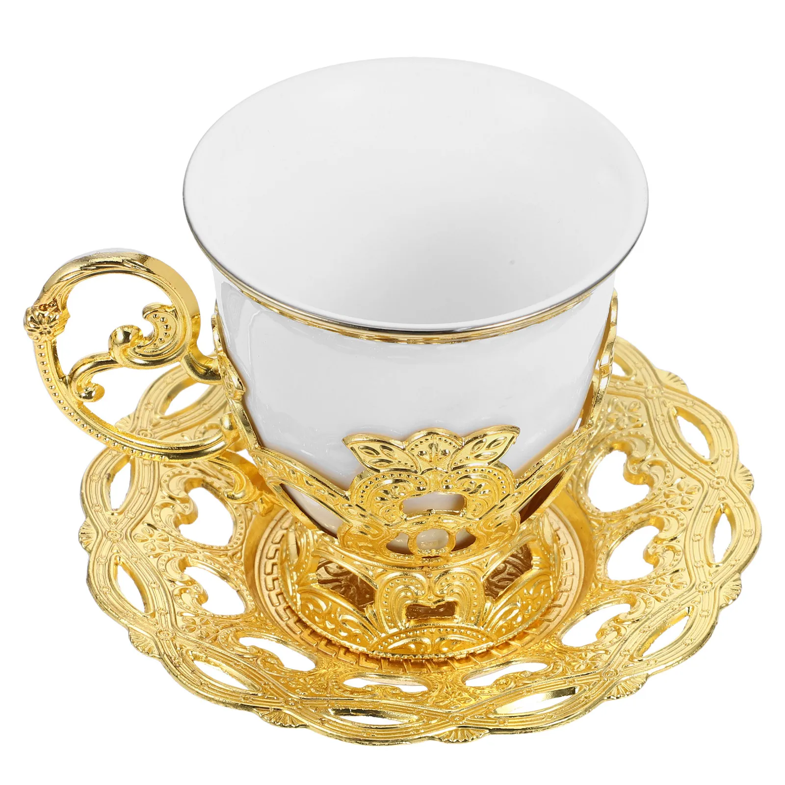 

1Set Vintage Coffee Cup Set European Embossed Design Turkish Coffee Cup Saucer Small Espresso Cups Turkish Tea Cups