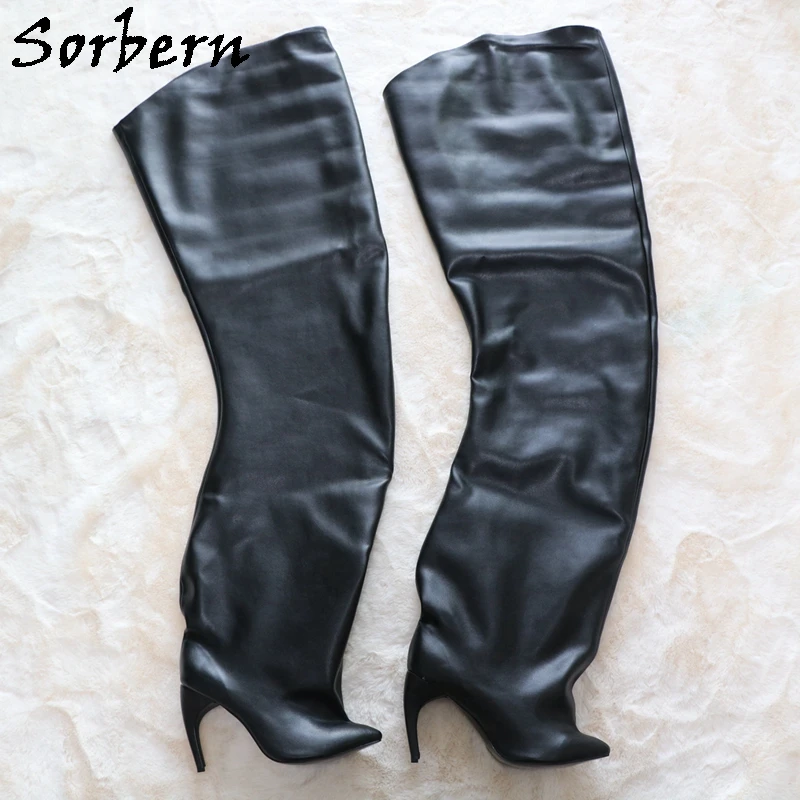 Sorbern Custom 100Cm Super Wide Boots Women Unisex Style Pointed Toe Curved High Heels Fetish Drag Queen Shoes