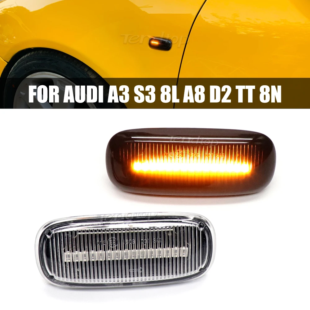 Side Marker Lamp LED Dynamic Turn Signal Light Indicator Blinker For Audi A3 S3 8L 2000-2003 A4 B5 A8 D2 TT 8N 1998-2006