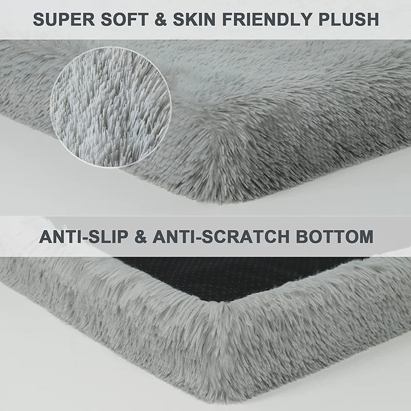 Long Plush Orthopedic Memory Foam Dog Bed for Extra Large Medium Dog Sofa Bed Washable Faux Fur Cover Waterproof Puppy Pet Beds