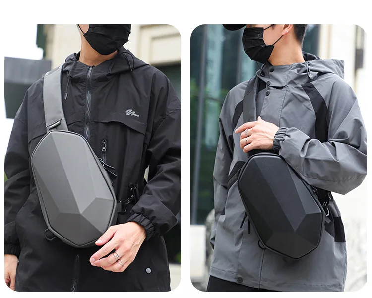 New Commuter Large Capacity Riding Chest Bag Men's Multifunctional Hard Shell Water-repellent One-shoulder Crossbody Backpack