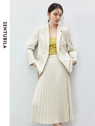 SENTUBILA Gonna da donna Abiti 2024 Autunno Texture Blazer Pieghe Gonna Office Lady Lavoro Affari Set da 2 pezzi 143Z56988