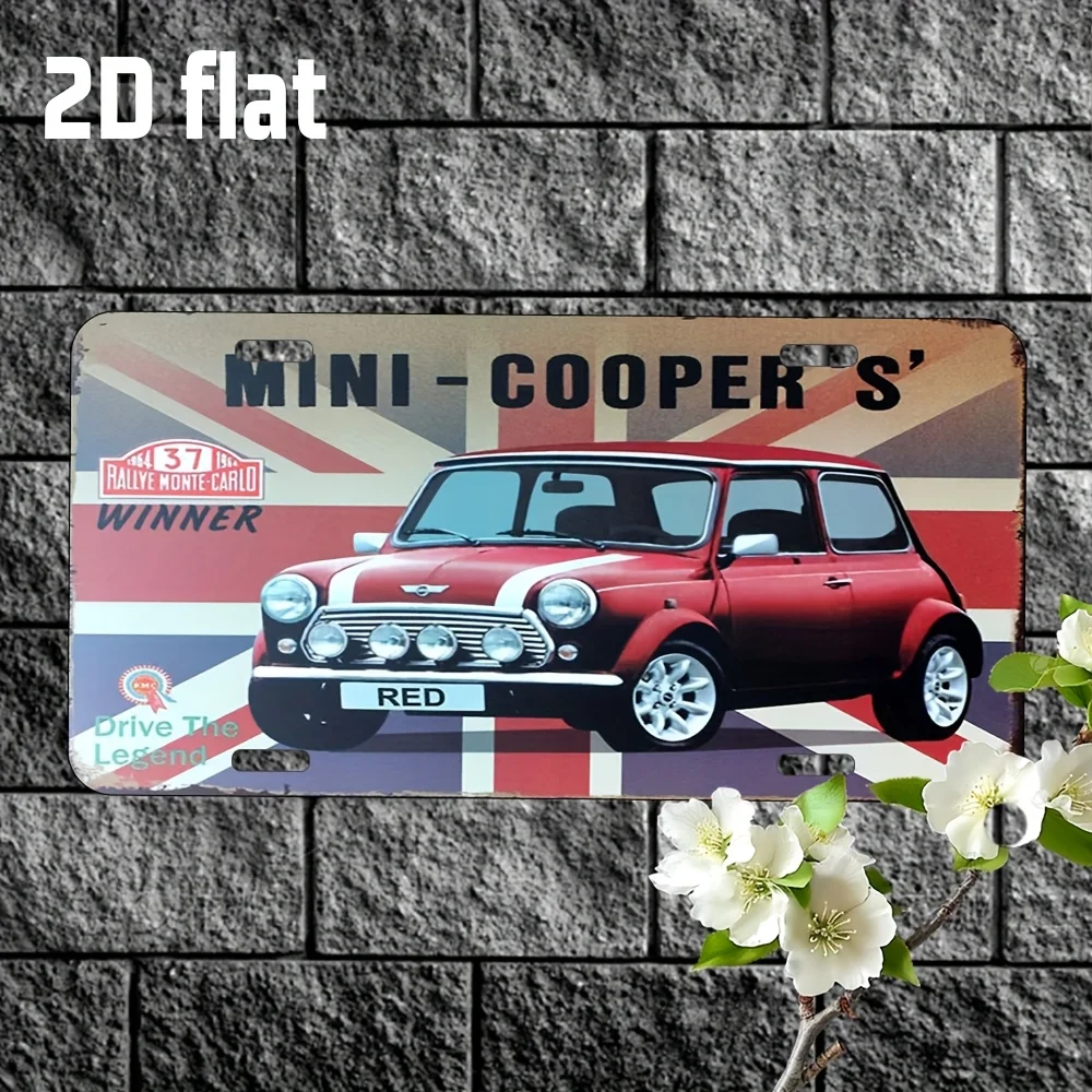 2D Flat,Vintage Metal Sign,Wall Hanging Decor for Home,Bar-Classic Red Car Design with
