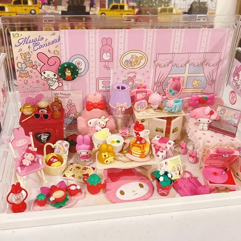 

Re-ment Original 8pcs Sanrio My Melody'room Action Figure Toys For Kids Gift Collectible Model Ornament Toys Children's Day Gift