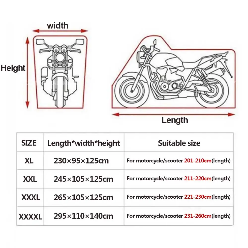 1Pc All Season Motorcycle Cover Waterproof Dustproof UV Protective Outdoor Indoor Scooter Wear-resistant Fabric Motorbike Cover
