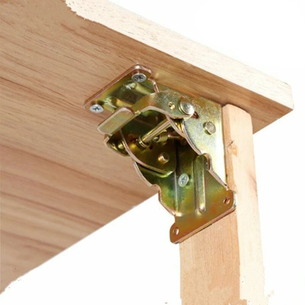1Pcs Foldable Bracket Folding Locking Hinge Lock Extension Support Bracket Self-Lock Hinge with Screws for Table Bed Leg Feet