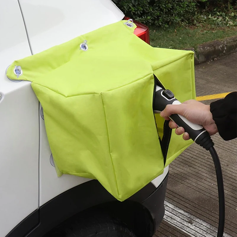 1Pc Yellow Oxford Fabric EV Charging Pile Protective Cover Waterproof Snow Rain Sun Resistant For Outdoor Electric Vehicle