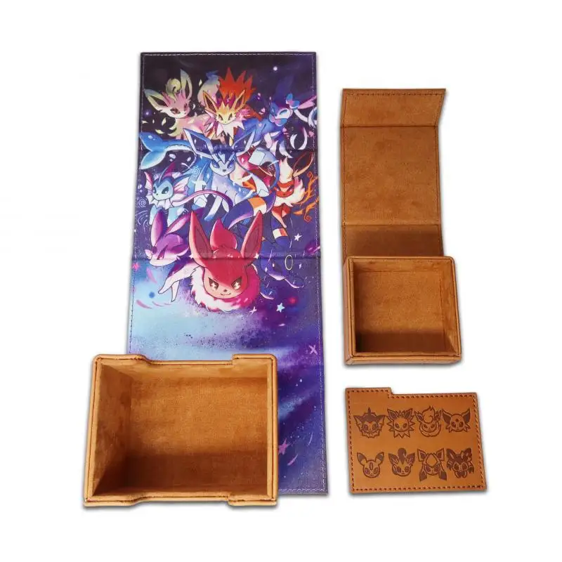 イーブイ Eeveelution リザードン PTCG DTCG DIY 大容量レザーカードボックス肥厚アニメゲームコレクションカード収納ボックス