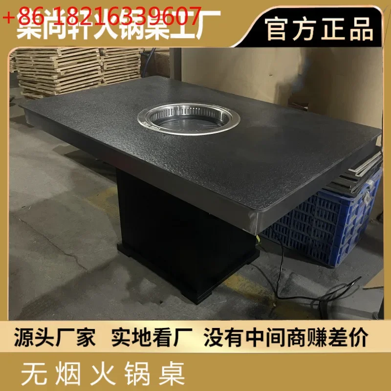 Hot pot table Induction cooker Integrated marble barbecue Smokeless exhaust barbecue table and chairs