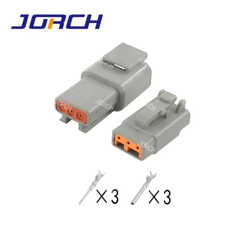 5 Juegos de conector de cable Deutsch DTM de 3 pines, enchufe automático macho hembra impermeable gris DTM06-3S/ATM06-3S DTM04-3P/ATM04-3P