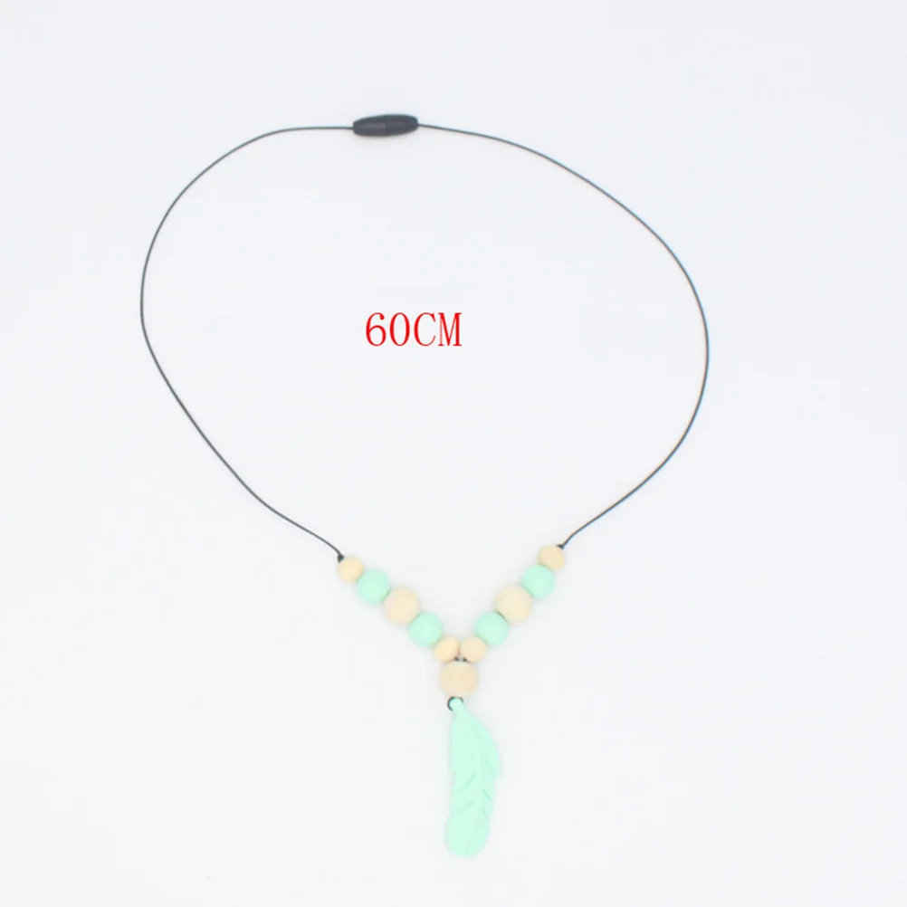 

Green Nursing Pendant Silicone Baby Teether Chew Necklace Safe Non-Toxic Soother Pain Relief for Teething Period