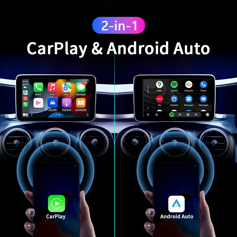 2 in1 Wireless CarPlay & Android Auto Adapter Apple CarPlay box and Android Smart Box Connection OTA Update Plug and Play Auto