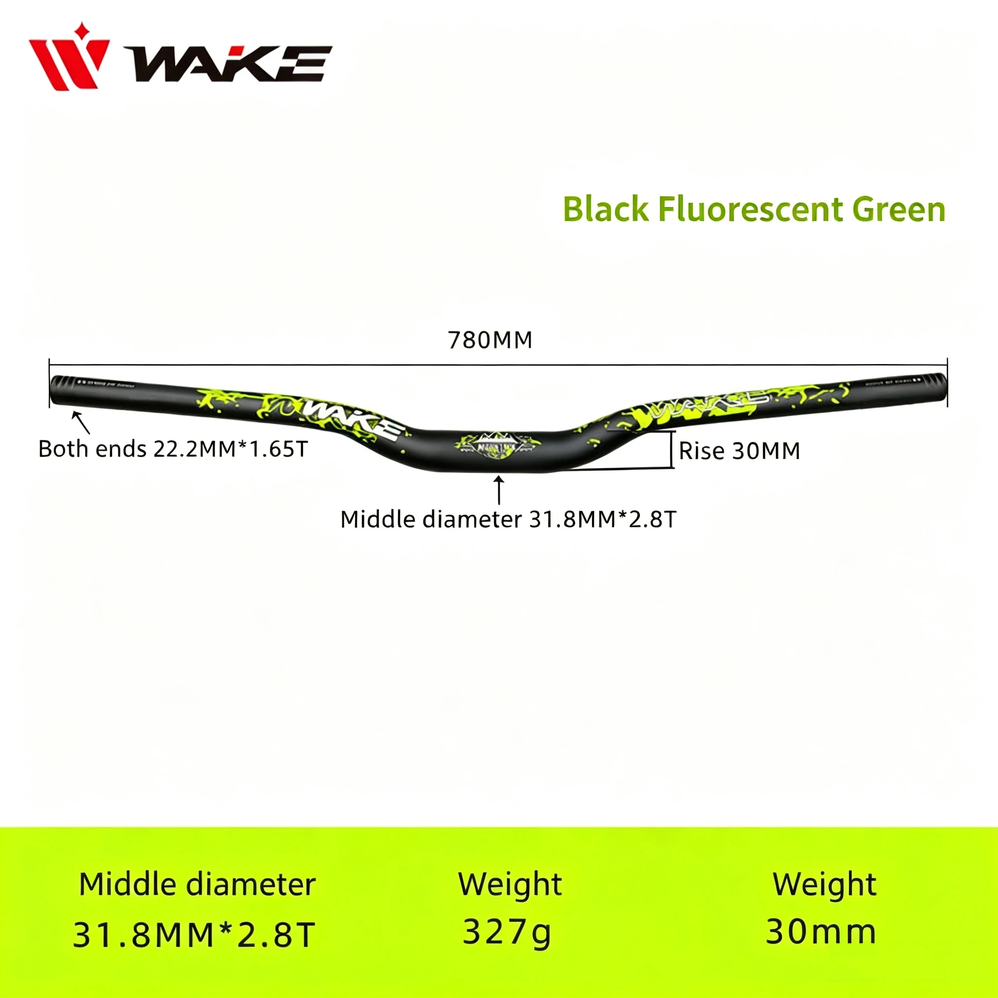 WAKE Fahrradlenker 720MM 780mm Mountainbike-Lenker mit 30mm Erhöhung aus Aluminiumlegierung 31,8mm MTB Schwalbenlenker