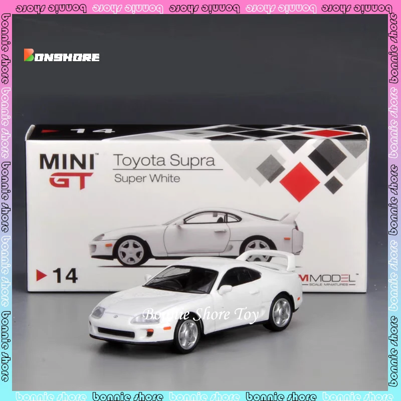 Mini Gt Car Model 1/64 TOYOT SUPRA super white 14 cars model simulation alloy ornament car model boy birthday collection gift