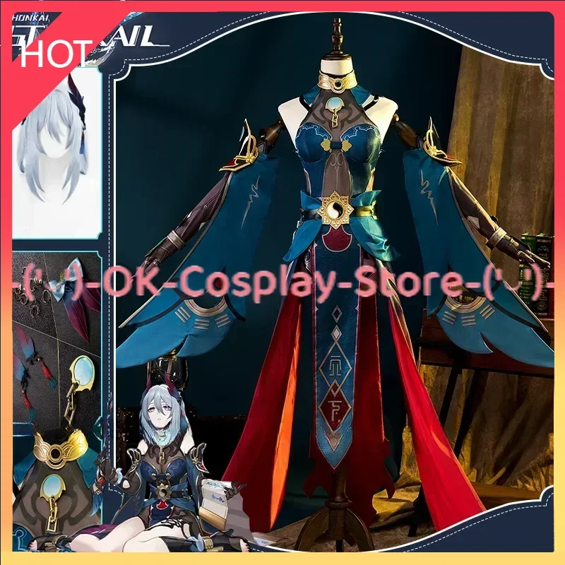 Hanya Cosplay Costume Game Honkai Star Rail Wig Dress Headwear Tattoo Sticker Ring Uniform Xueyi Judges Ten-Lords Commission