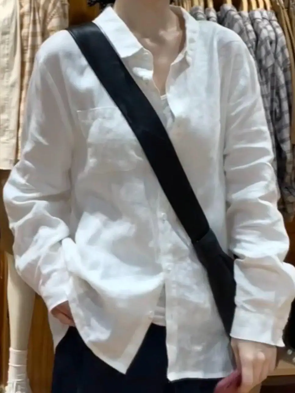 

White Collar Commuter Sle irt Women's Spring Summer Linen Cotton Sun Protection Loose Fit Top Profional Outerwear