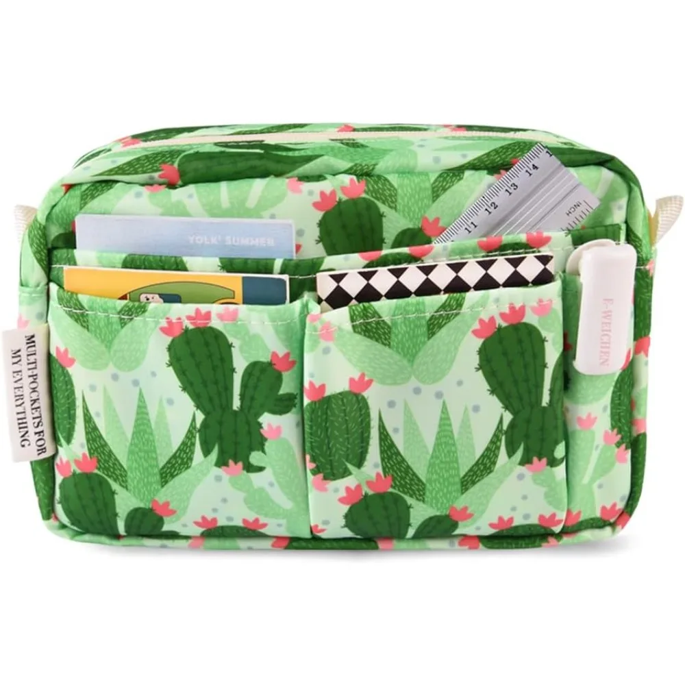 

E-WEICHEN Multiple Pockets Portfolio Organizer with Zippered, Makeup Bag Travel Essentials for Women, Simple Waterproof Statione
