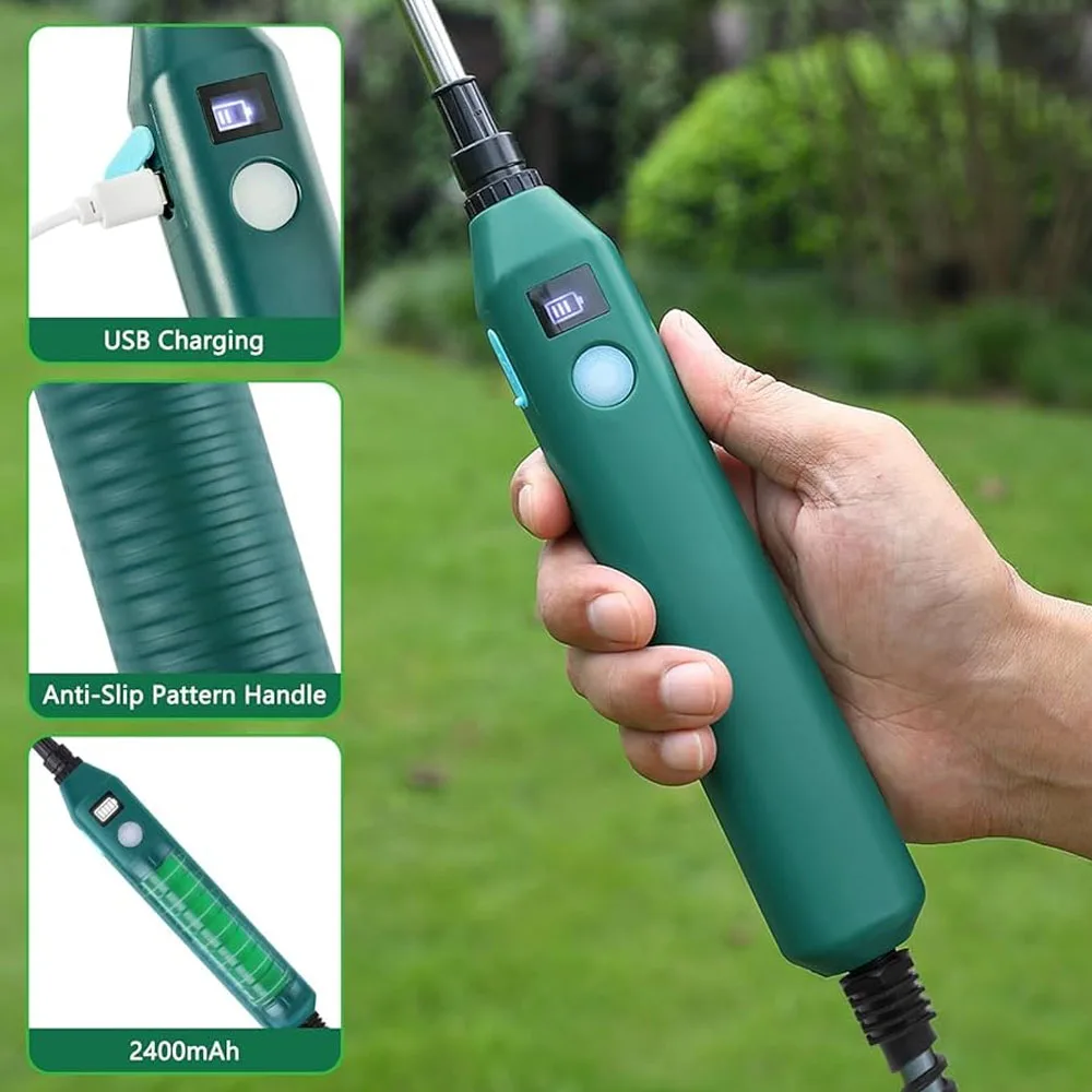 2400mAh Electric Garden Sprayer, High Pressure Portable Gardening Tool with 3 Mist Nozzles for Plant Watering Irrigation