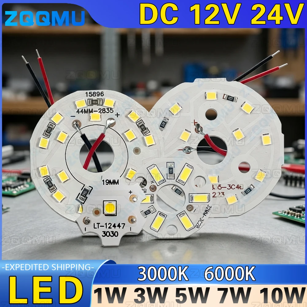 10PCS LED Chip Module DC12V 24V 1W 3W 5W 7W 9W SMD Round Board Light Source For Bulb Downlight Lamp Repair Parts DIY Kit