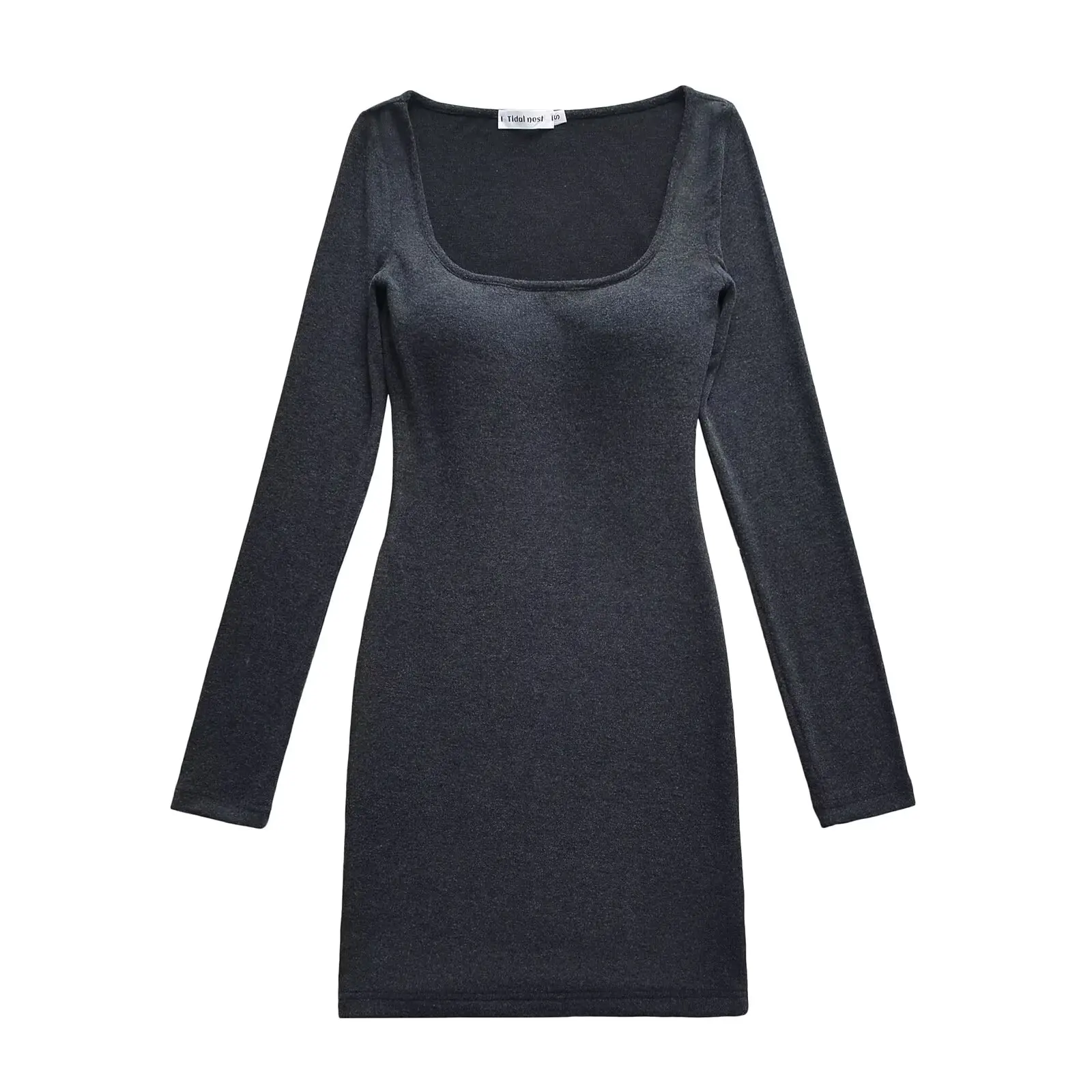 

Slim Fit Long Sve Square Collar Bodycon Dr Sexy German Velvet Skirt with Chest Pad Women's Spring Autumn Dr
