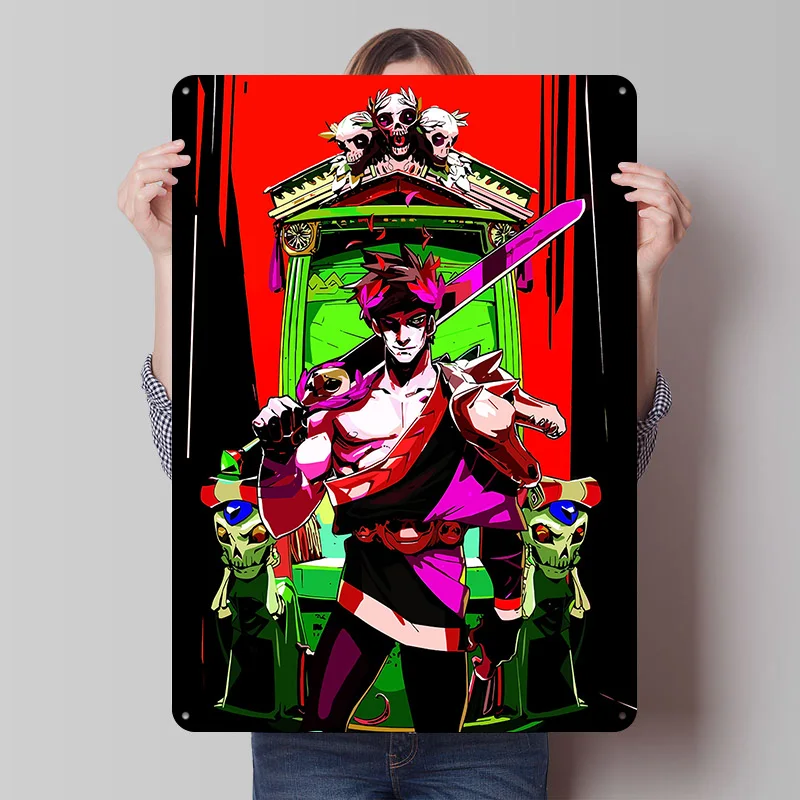 Hades Game Character Art Printed Poster Customized Wall Art Retro Vintage Metal Tin Signs for Gamer Bedroom Decoration Aesthetic