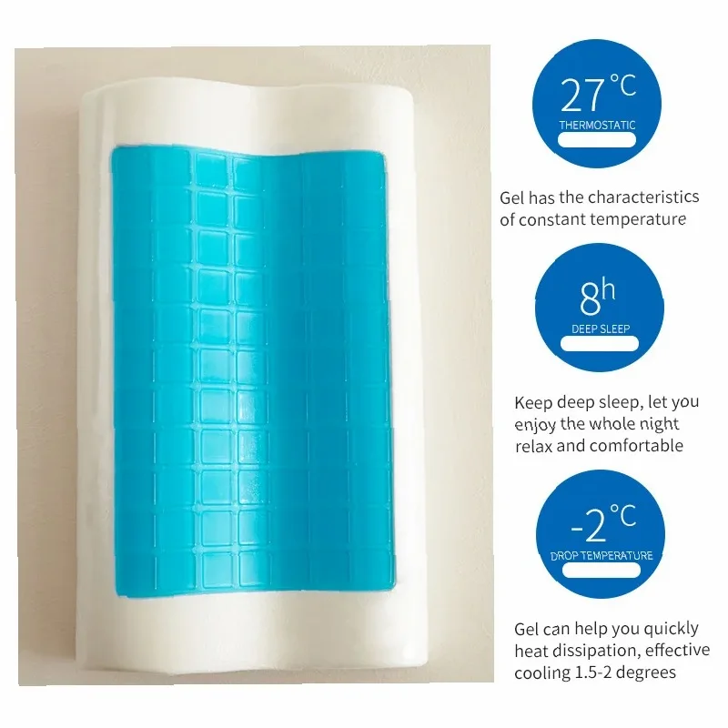 Gel Memory Foam Pillow Summer Ice Cooling Health Cervical Protect Massage Orthopedic Pillows Comfort Sleeping Slow Rebound 60×40