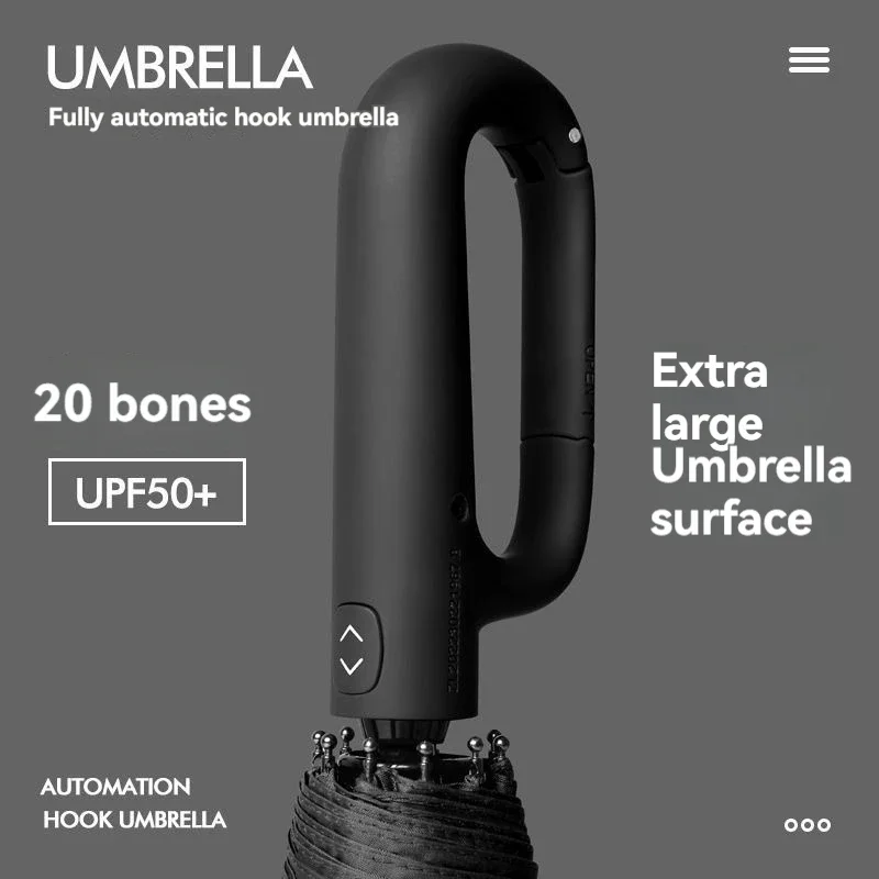 Fully Automatic Umbrella for Men And Women with Ring Buckle Design Large Rib Strong Sunshade Double Umbrella Folding Compact