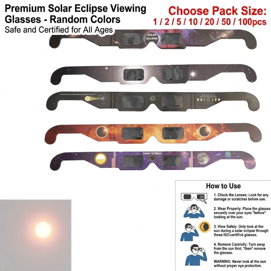 Paper Solar Eclipse Glasses Safe For Direct Sun Viewing Observe Total Eclipses Partial Eclipse Wholesale