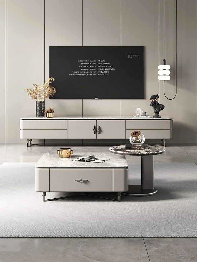 Affordable Long - lasting Light luxury TV cabinet, coffee table combination, living room minimalist marble