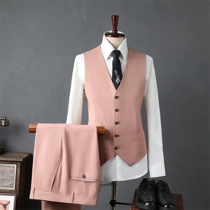 (5) Custom 2024 Suits for Men, Three-piece Suits, Casual Colors, Slim Fit, Formal Suits for Grooms