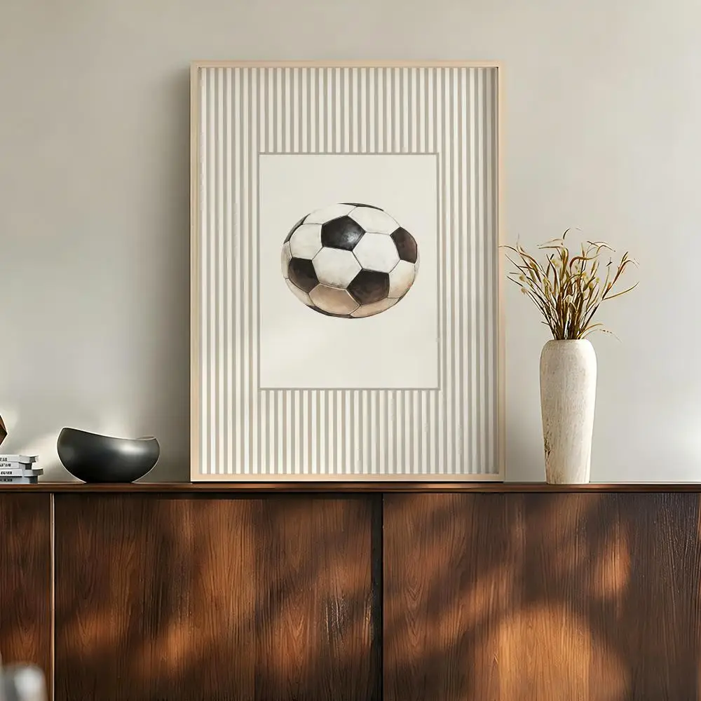 Vintage Sports Balls Equipment Tennis Golf Football Baseball Poster Modern Aesthetic Wall Art for Home Bar Cafe Bathroom Decor