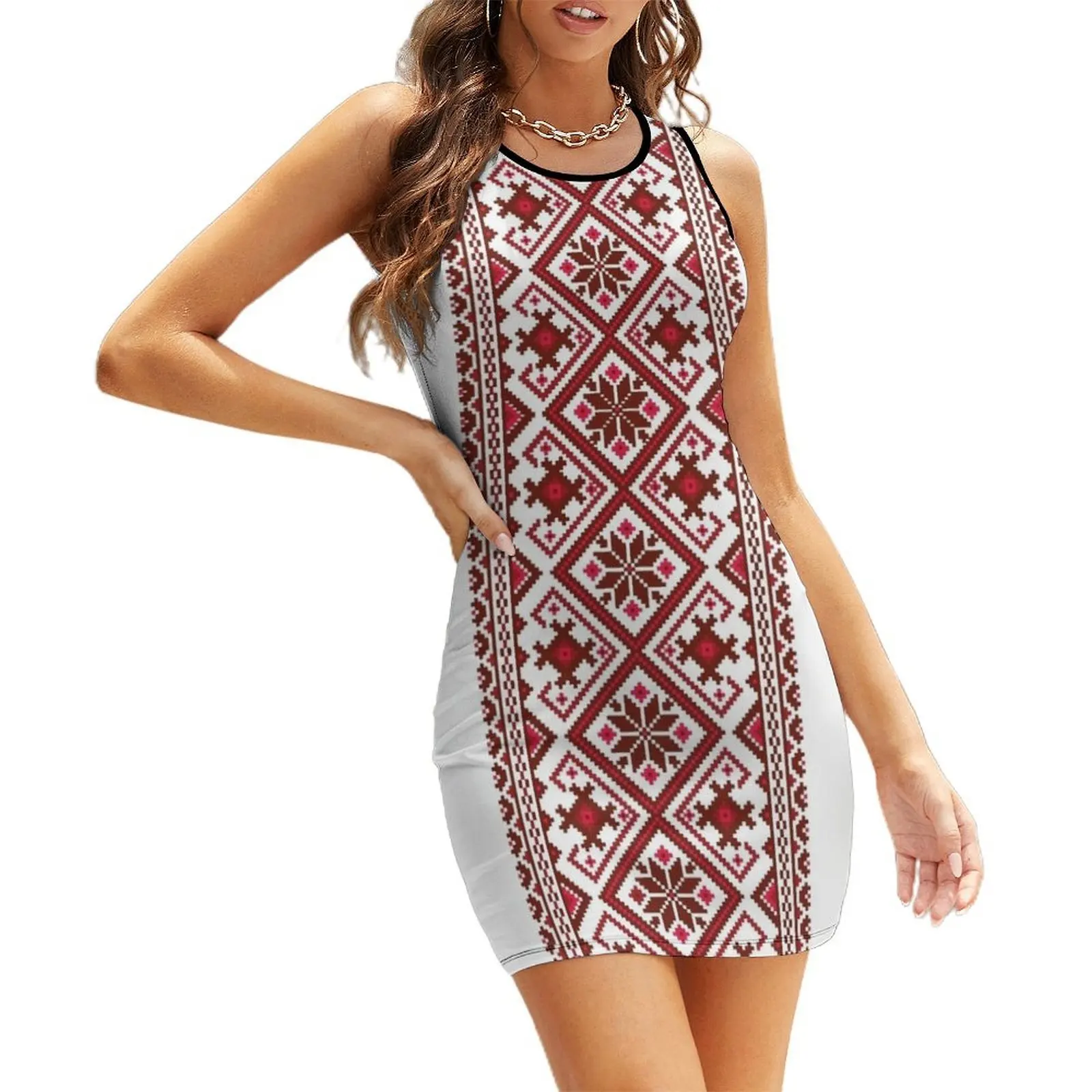 

Vyshyvanka Sleeveless Sundress sexy dress for women birthday dress cocktail dresses