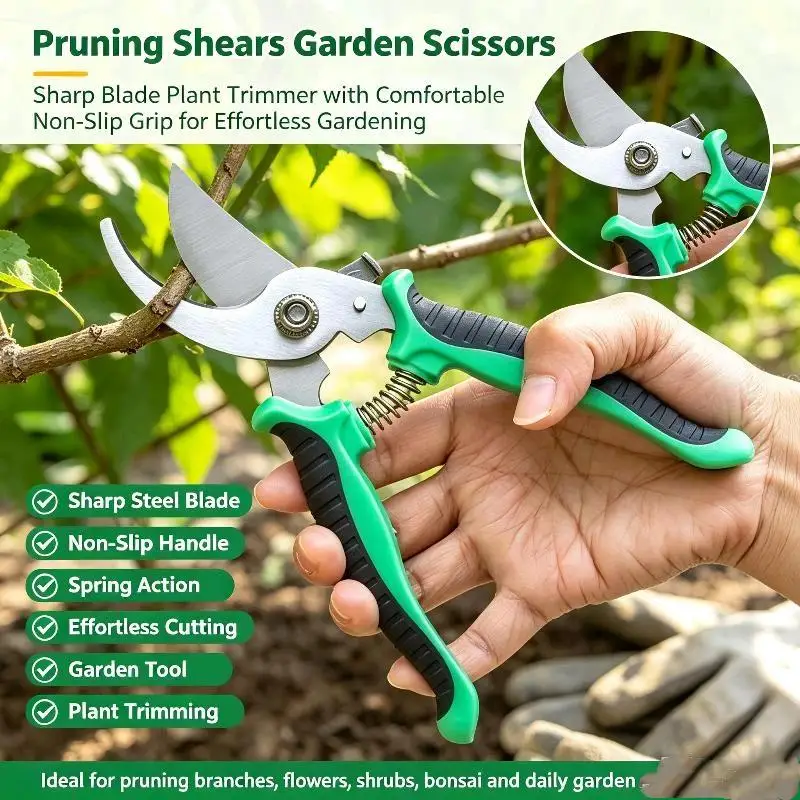 Gardening Pruning Shears Stainless Steel: Garden Scissors Plant Pruner Bonsai Cutting Multifunctional