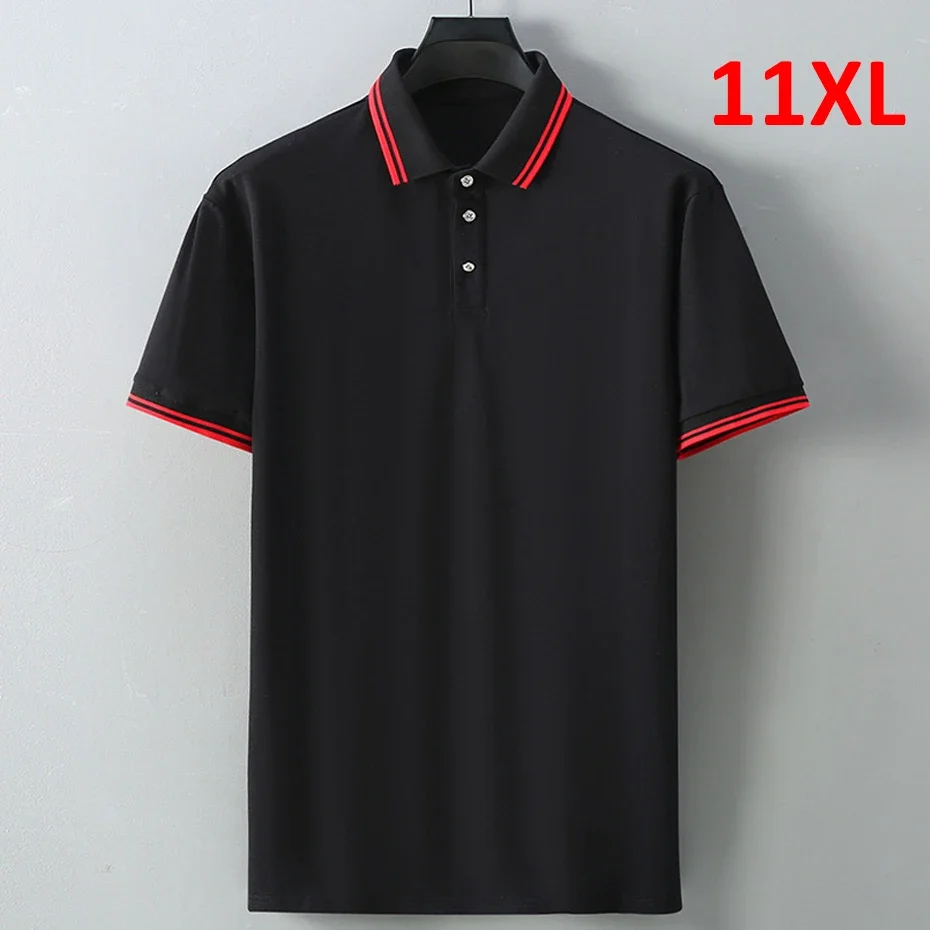

Летняя рубашка поло для мужчин, большие размеры 10XL 11XL, рубашки поло, однотонные топы, мужские поло большого размера 10XL, черные XY180