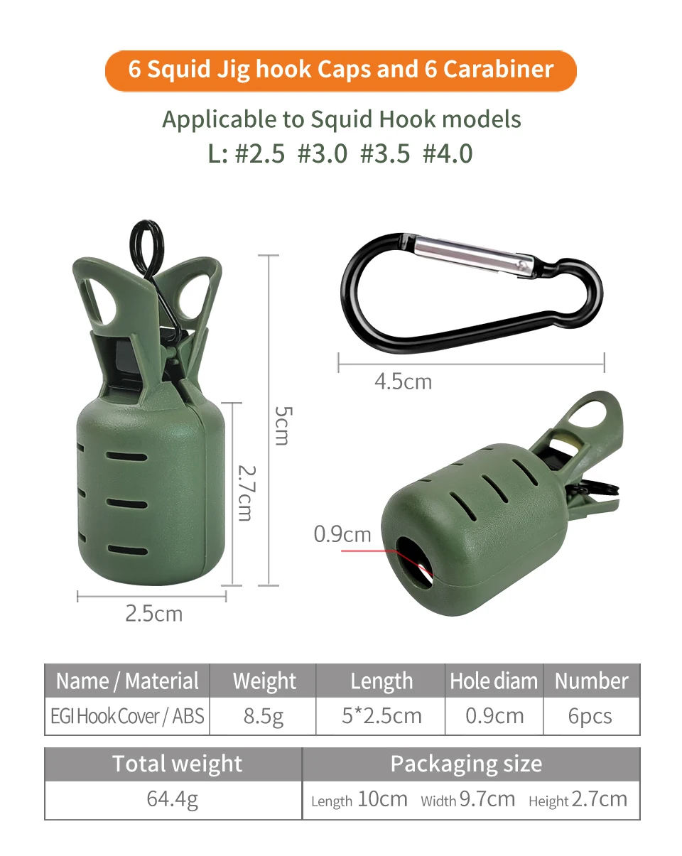 Tintenfisch Jig Köder Schutz Kit 6 stücke Webfuß Octopus Egi Haken Abdeckung Tintenfisch Regenschirm Köder Kappe mit Karabiner Für meer Zubehör – Detail 5