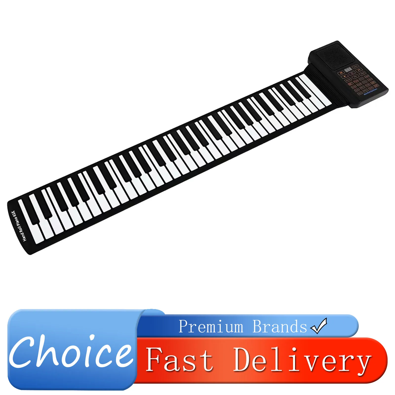 61 Tasten Mini Roll-Up-Klavier aus Silikon, tragbar, faltbar, weiche Tastatur, elektronisches Klavier, schwarz-weiß, Musikinstrument für Geschenke