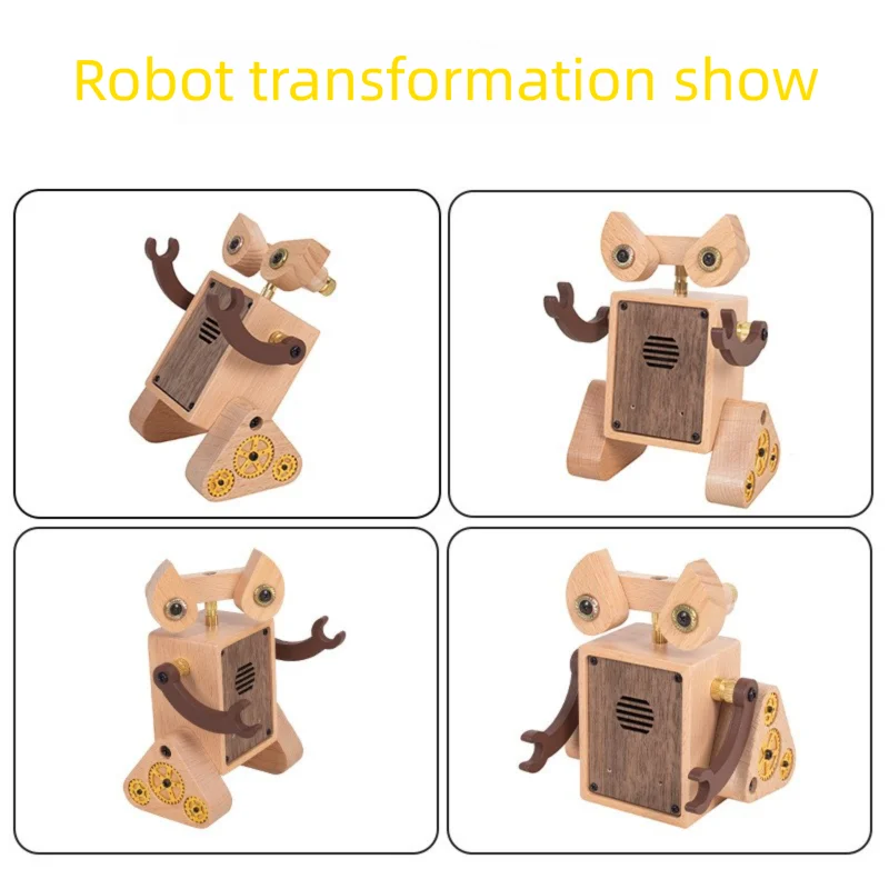 Wooden AI Smart Voice-Controlled Learning Wireless Interactive Robot Educational Toy Simulation Model Ornament for Children
