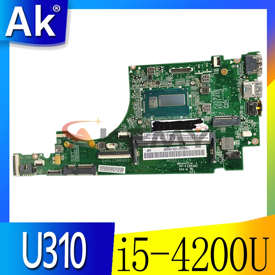 For Lenovo Ideapad U330 U330P U330T Laptop Motherboard DA0LZ5MB8D0 With i5-4200U CPU Mainboard DDR3 Fully Tested 18747-1
