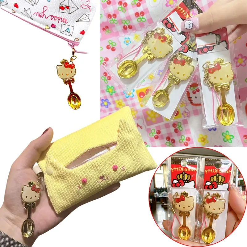 

Sanrio Hello Kitty, ложка с большим лицом, автомобильный брелок, кулон, персонаж аниме, детская мини-милая женская сумка, подвесной брелок, подарки