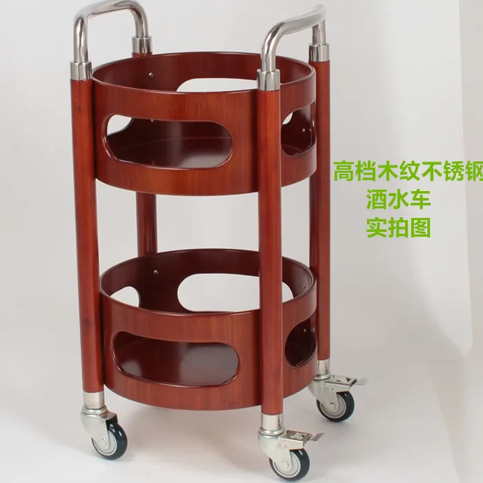 Round Drink Truck Mobile Wheeled Trolley Hotel Dining