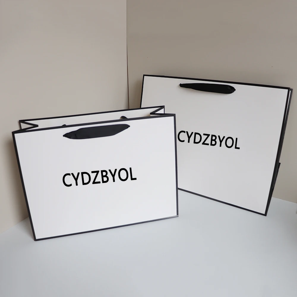 Custom Logo Text Shopping Paper Bags Small Batch Personalized Gift Bags for Wigs Clothing Jewelry Perfect for Weddings Parties view 2