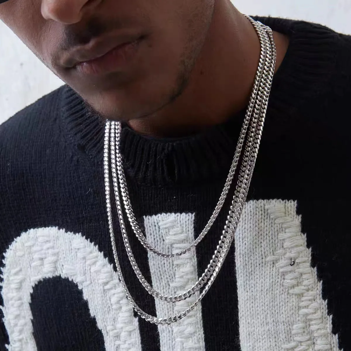 Hip Hop Cuban Chain Necklace for Men Women Punk 3 To 7 MM Stainless Steel Choker Necklace Vintage Jewelry Accessories
