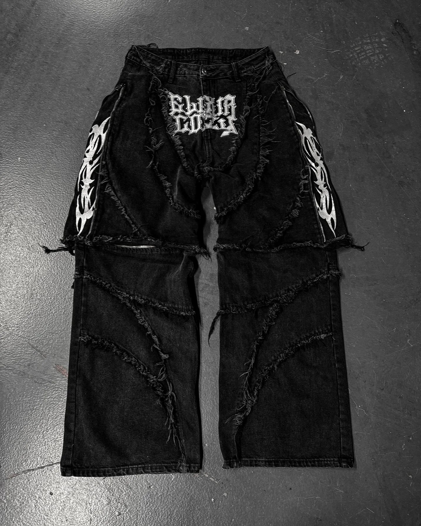 Men's Patchwork Stripe Denim Jeans Punk Streetwear