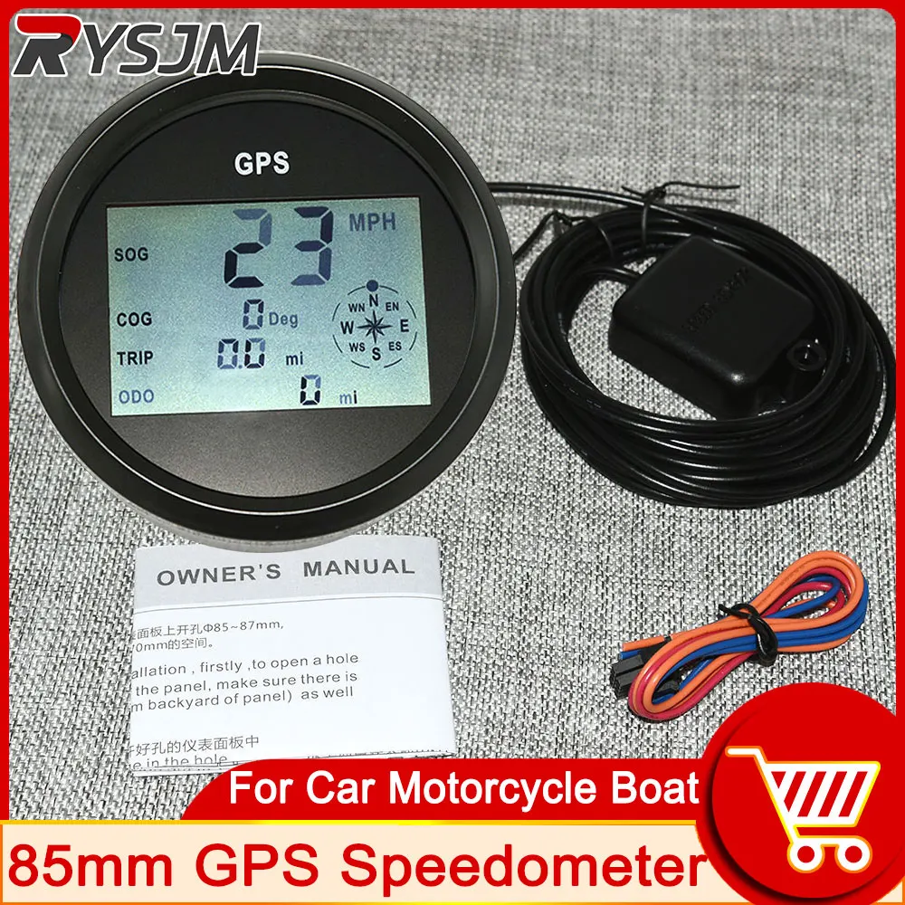 

85mm LCD Digital Dash Car Speedometer GPS Odometer 0-999 Knots Km/h Mph 12V/24V with Backlight Marine Yacht Motorcycle Boat Car