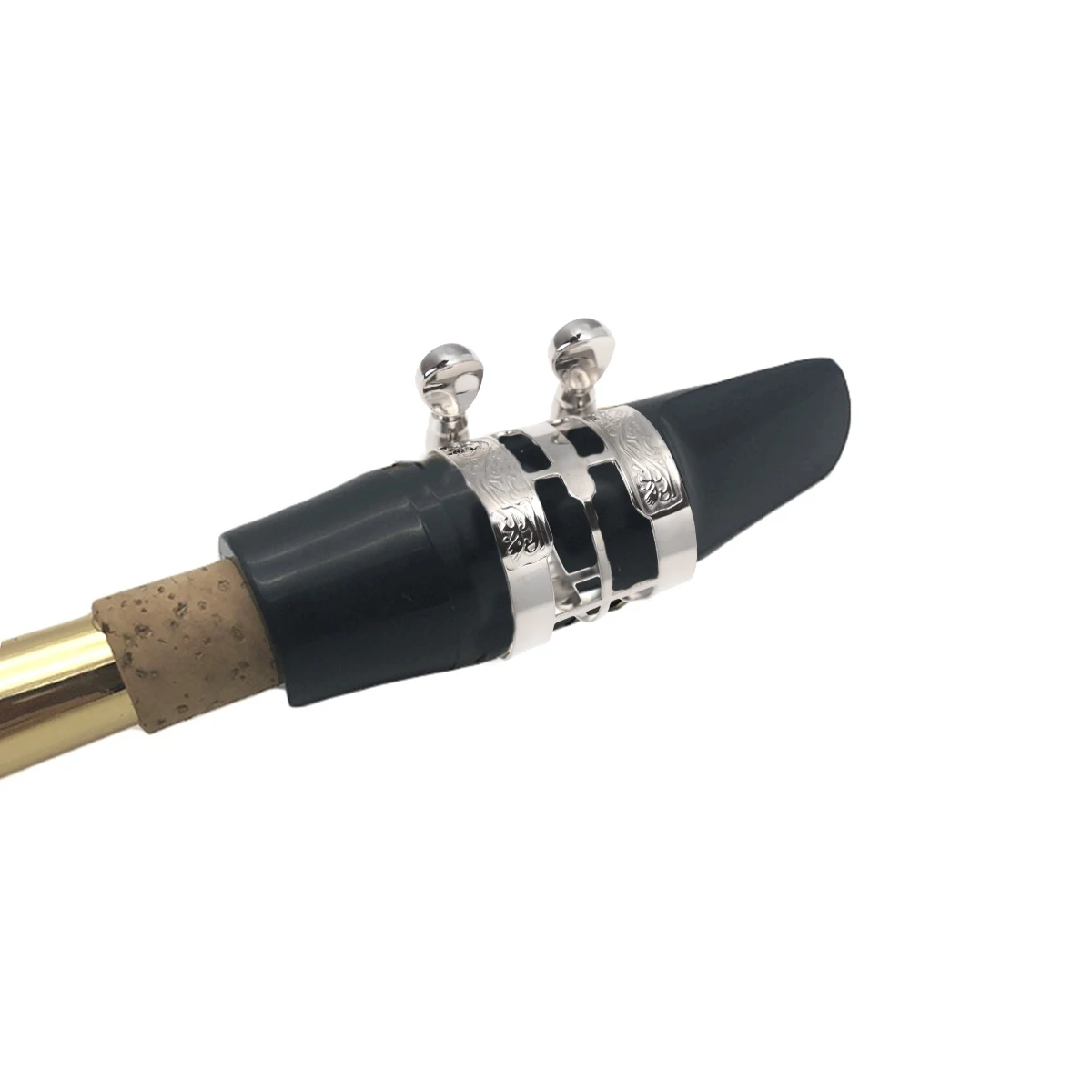 แซ็กโซโฟนหัวขลุ่ยคลิป Alto Mouthpiece การ์ดแกะสลัก Crad ชุบนิกเกิลการ์ด