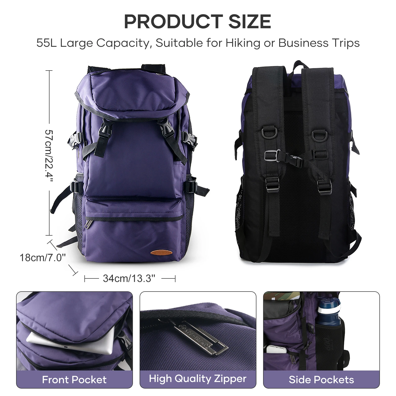 Mochila de viaje para senderismo de 50L, mochila ligera impermeable para deportes al aire libre, escalada, Trekking, Camping, hombres y mujeres