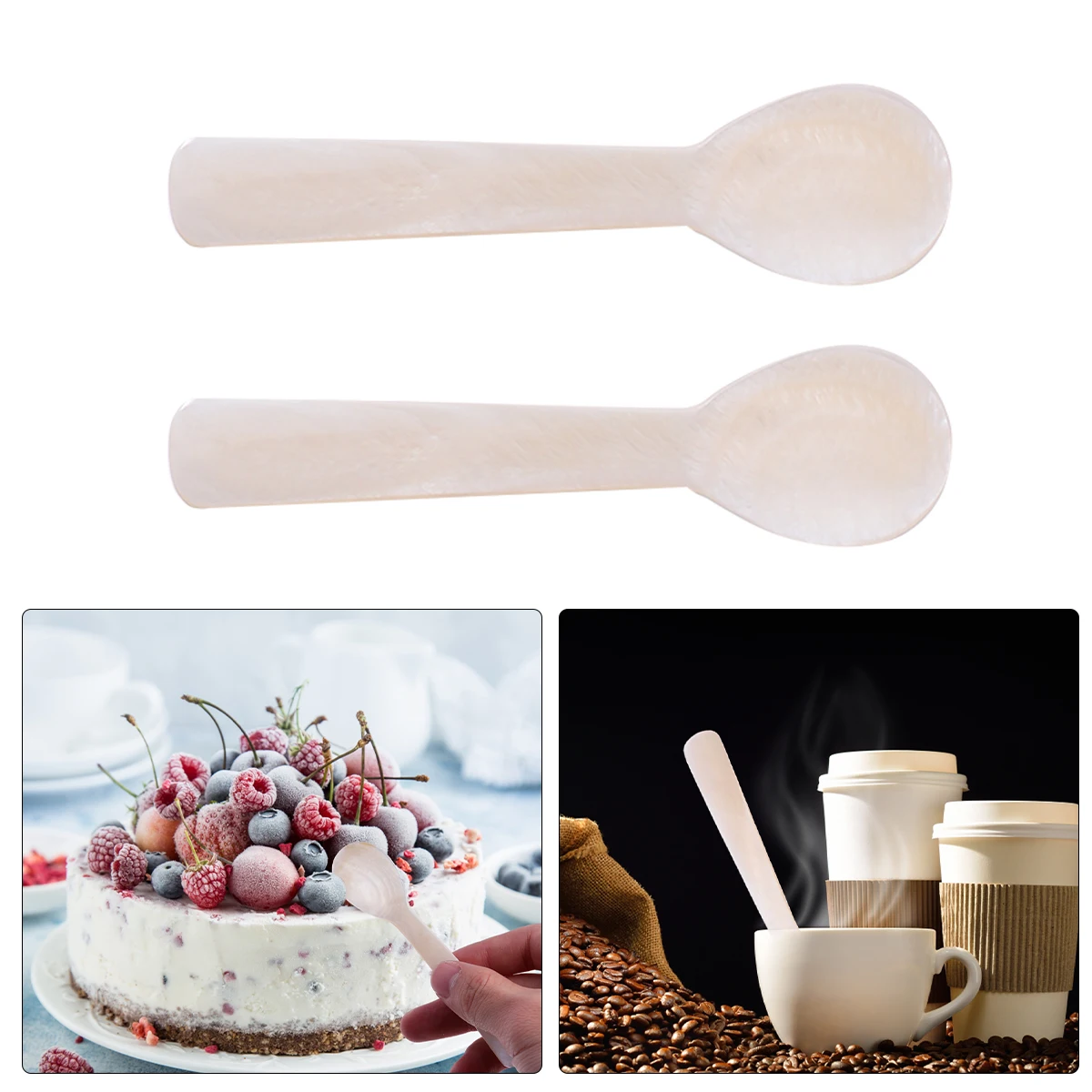 

2Pcs Shell Coffee Spoon Natural Fritillary Kitchen Mini Dessert Scoops Cake Spoons Premium Material Suitable For Coffee Cake Tea