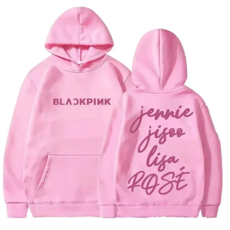 New Black pink Print Pullover Hoodies Women\'s Hoodie Autumn Winter Men Streetwear Sweatshirt Unisex Hooded Sweatshirts Tops