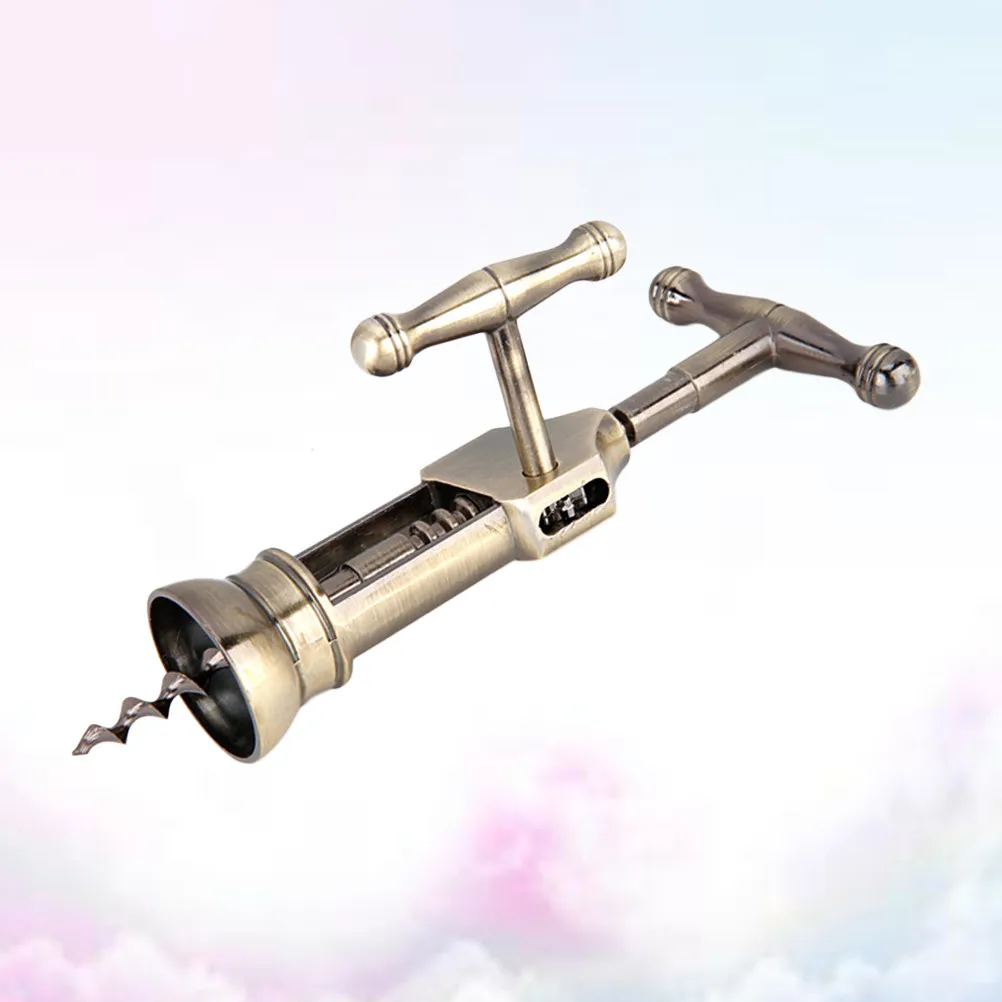 

Red Wine Opener Zinc Alloy Bronze Corkscrew Retro Style Comfortable Handle Labor Saving Smooth Opening Home Bar